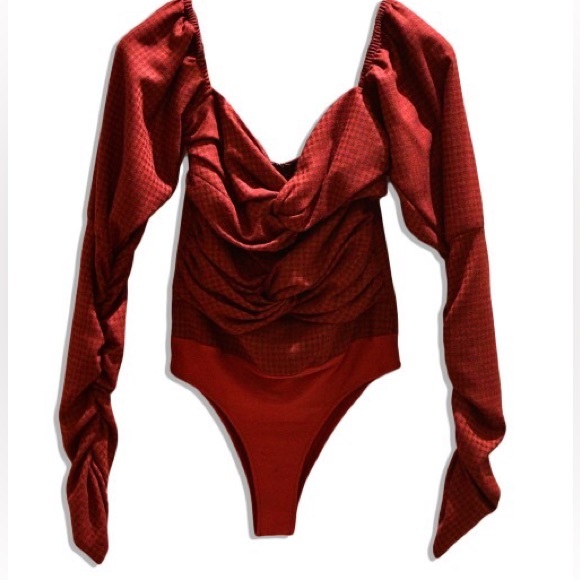 NWT Zeynep Arcay Wool Silk Plaid Bodysuit - Picture 10 of 12